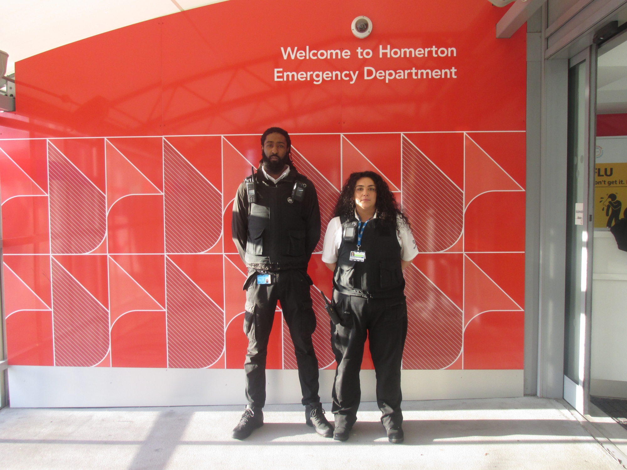 Security personnel with NetCo body cams in hospital