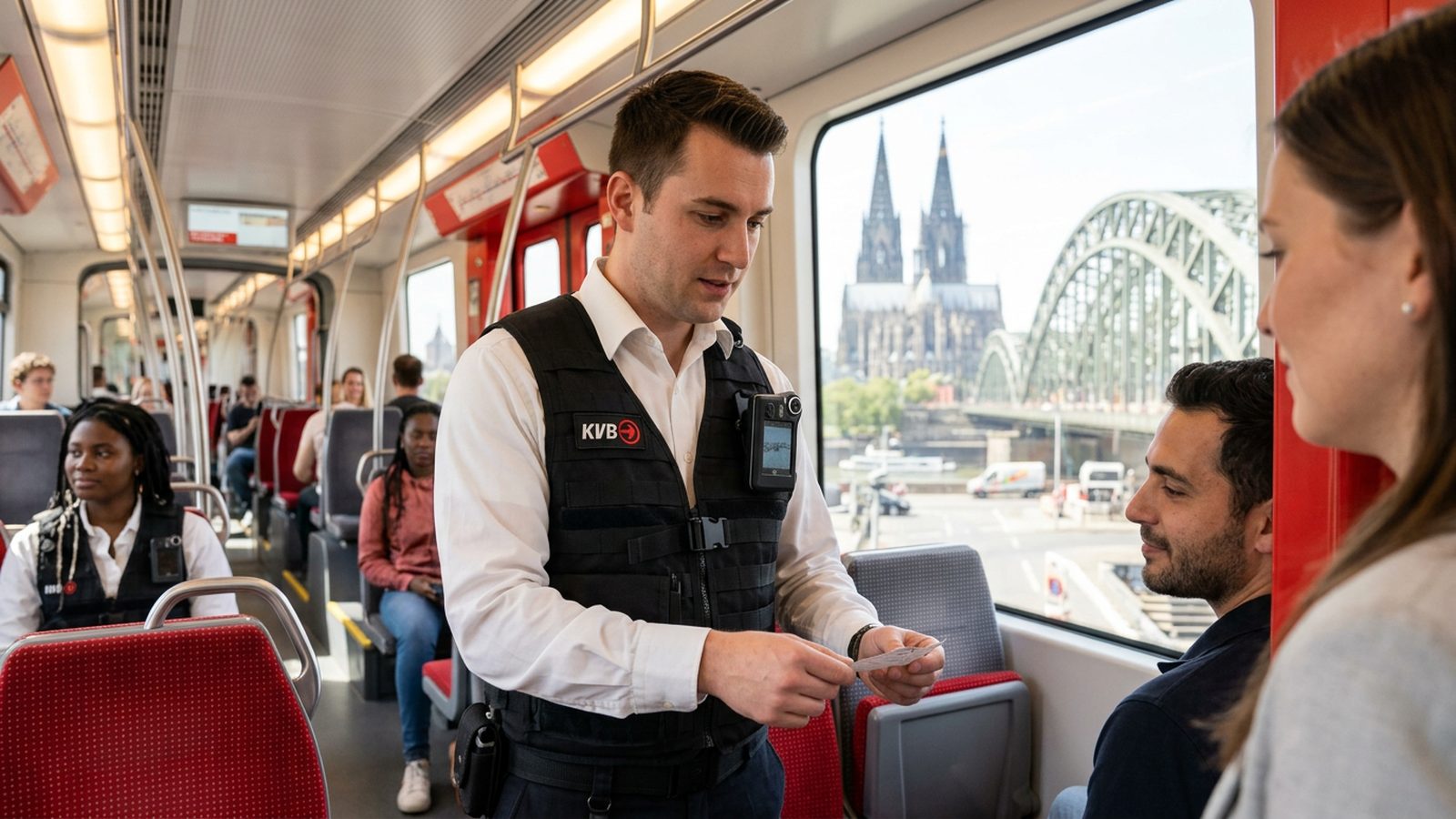 KVB Fahrscheinkontrolle in Kölner Stadtbahn mit Body-Cam