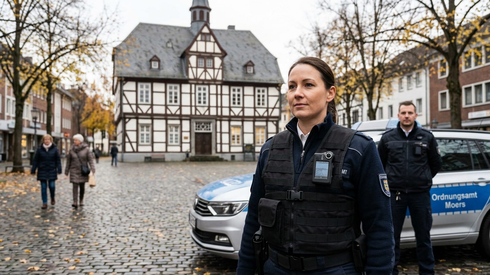 Ordnungsamt Moers am Altmarkt mit Body-Cam