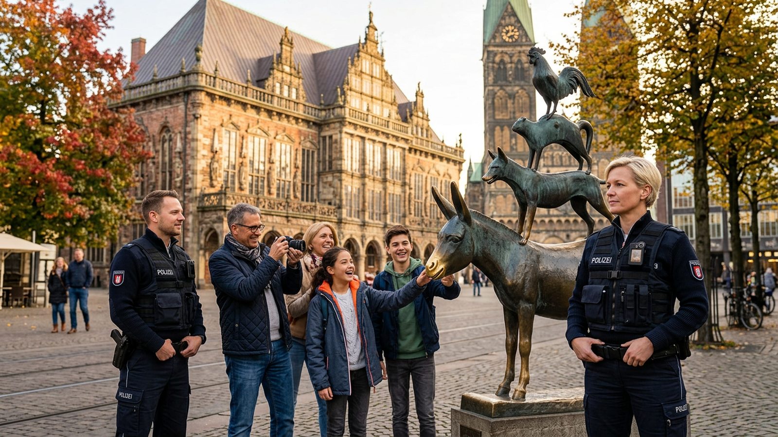 Polizei Bremen an den Stadtmusikanten mit Body-Cam