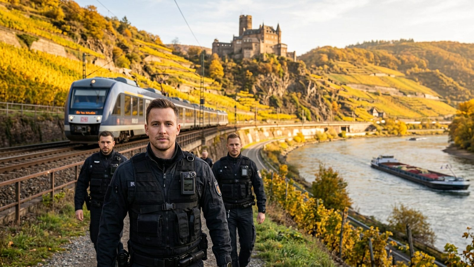 TransRegio Zug im Rheintal mit Burg und Weinbergen